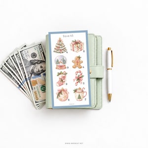 Weihnachts-Spar-Challenge zum Ausdrucken: Aquarell-Urlaubsbudgetplaner (Digitaler Download)