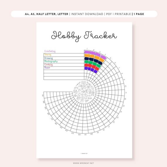 Daily Hobby Tracker PRINTABLE: Wellness Journal Page (PDF)
