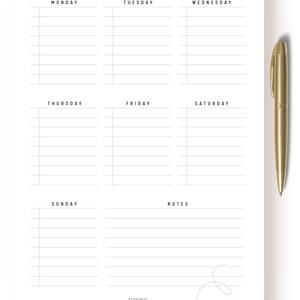Weekly Schedule Page, Printable Weekly Planner, Pdf, A4, Letter - Etsy