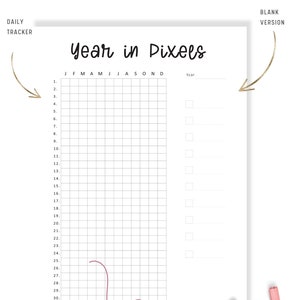 Year in Pixels Printable, Yearly Tracker Template, Day in Pixels, PDF ...