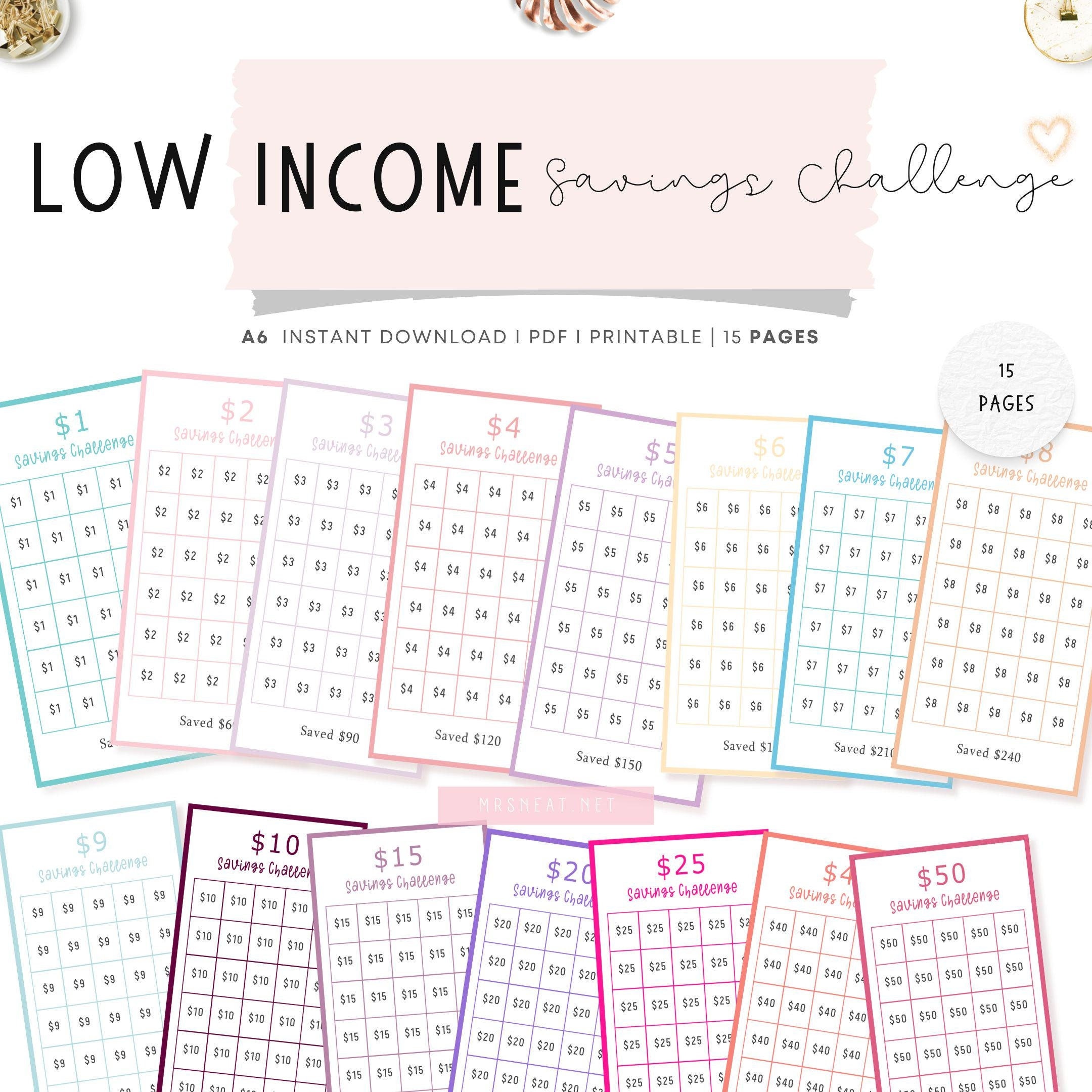 Low Income Savings Challenge Printable, A6 Mini Savings Challenge ...