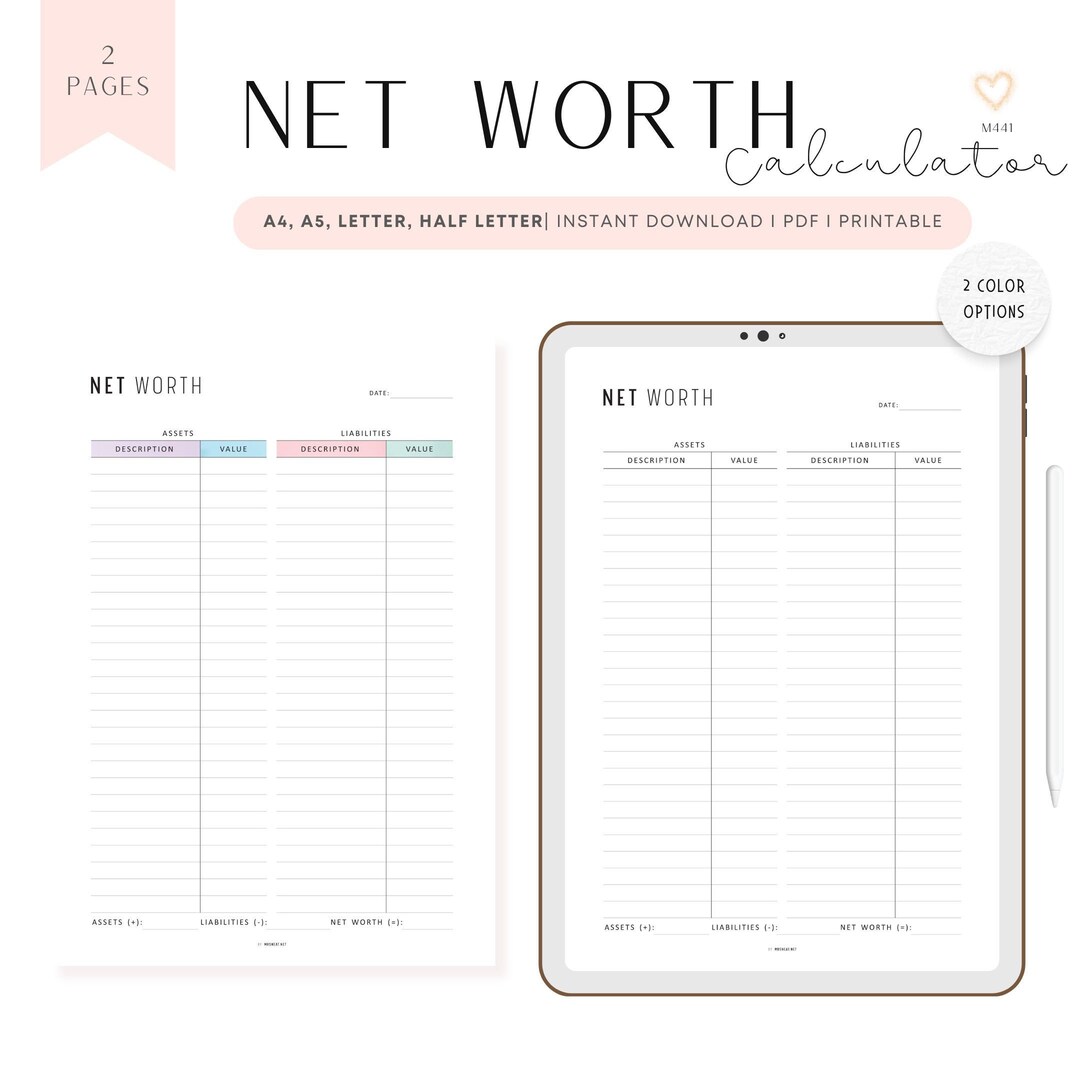 Net Worth Tracker Printable Fillable Net Worth Calculator Net Worth Net Worth Tracker Printable Fillable Net Worth Calculator Net Worth