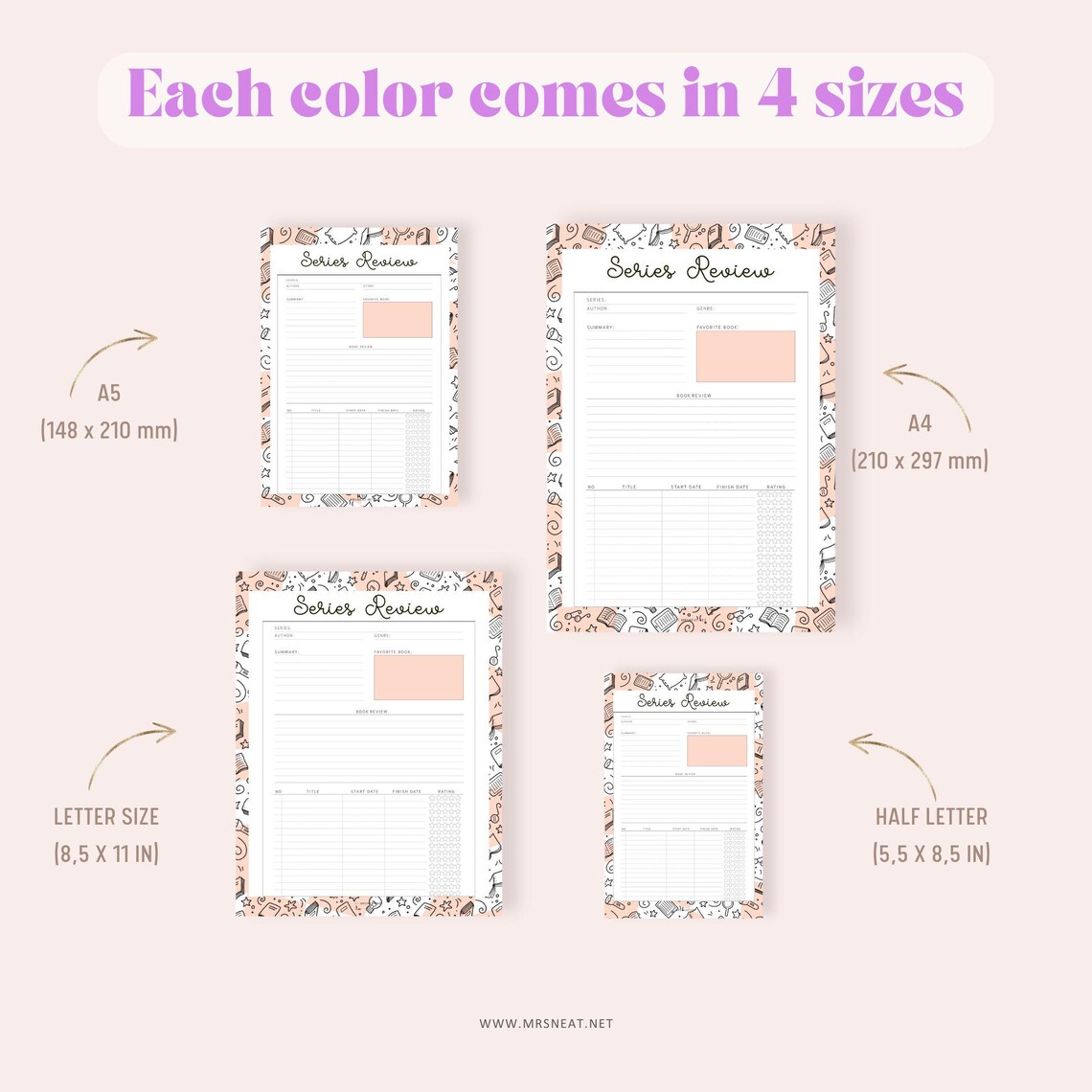 FILLABLE Book Series Tracker PRINTABLE: Reading List Planner (a4/a5 ...