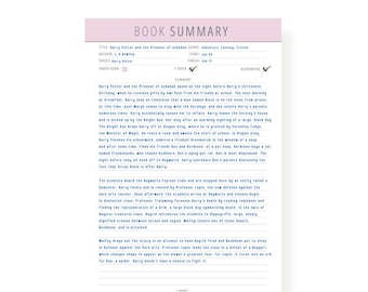 FILLABLE Book Summary PRINTABLE: Reading Journal Template (A4, A5, Letter, Half Letter)