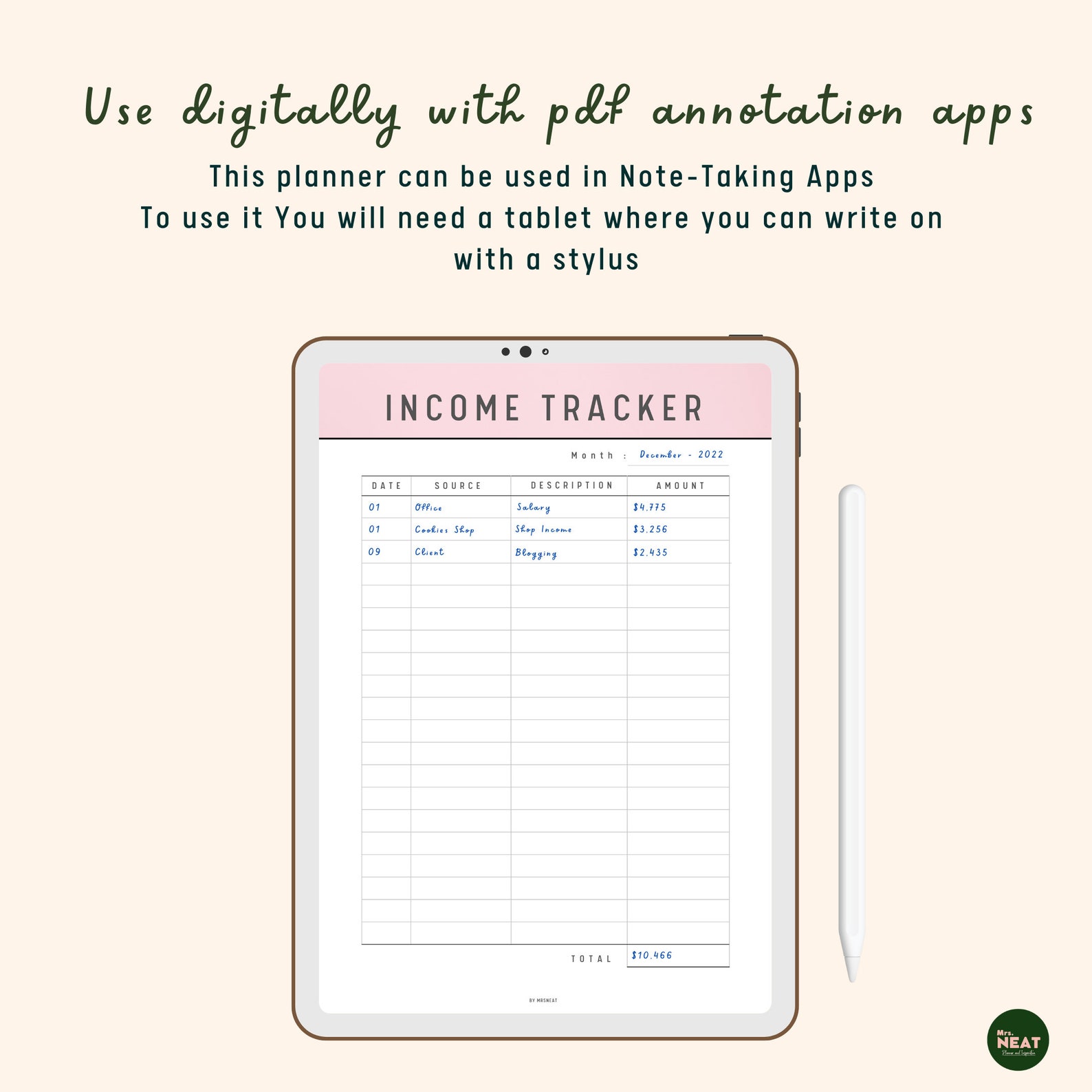 Income Tracker Printable Monthly Income Tracker Income and - Etsy
