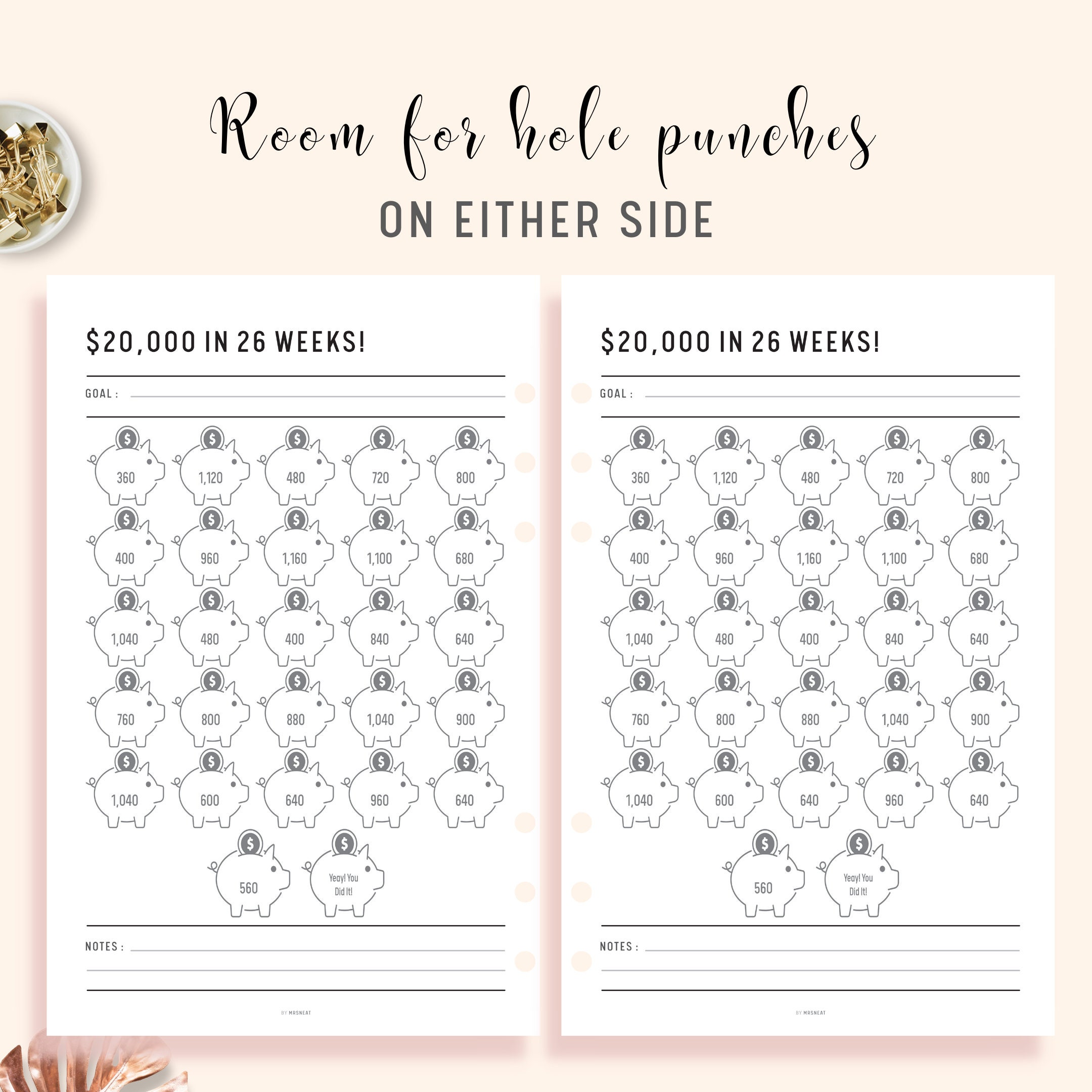 20000 Savings Challenge Printable Save 20000 in 26 Weeks Etsy