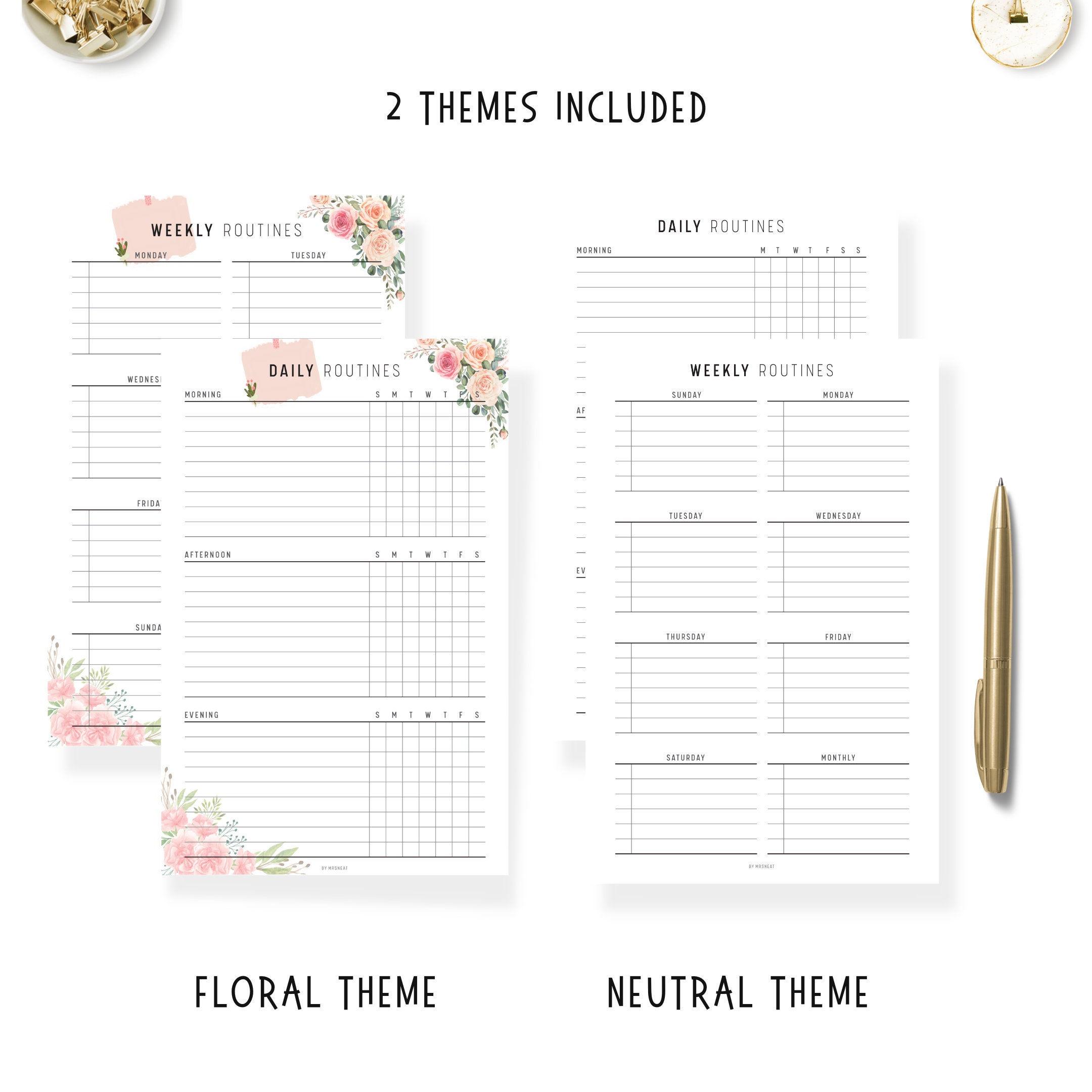 FILLABLE Daily Routine Checklist, Weekly Routines, Self Care Planner ...