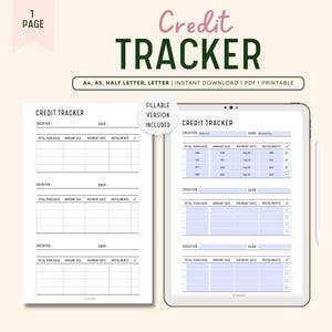 Sjabloon voor invulbare credittracker AFDRUKBAAR, Afterpay, Klarna, Paypal Tracker Planner, Creditcardtracker, A4/A5/Letter/Half Letter, pdf