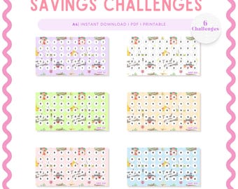Summer Holiday Mini Savings Challenge PRINTABLE, set of six travel around the world themed, A6