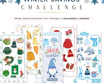 Winter Savings Challenge, PRINTABLE Mini Savings Challenges: A6 Planner Inserts (PDF)