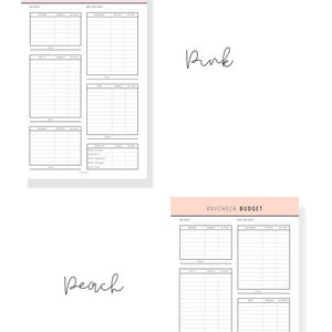 Paycheck Budget, Budget by Paycheck, Paycheck Template, Weekly Budget, Paycheck Planner, Paycheck Tracker, Bi Weekly Budget, 8 Colors, PDF