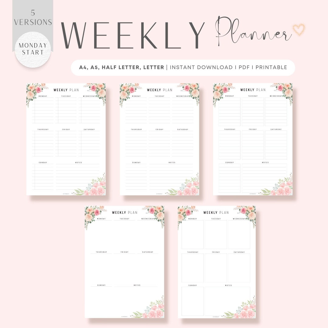 Floral Weekly Planner Printable - Etsy