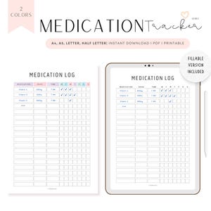 Medication Log PRINTABLE, Editable Medication Log, Supplement Tracker, Medication Tracker, Medication Planner, Medication List, 2 Colors