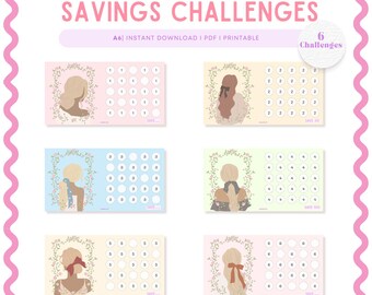 PRINTABLE The Girl Savings Challenge, Kawaii A6 Cash Stuffing, Tiny Mini Challenge, Digital Download