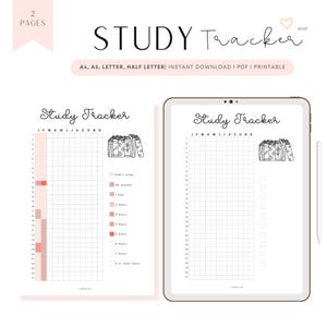 Study Tracker Printable: Student Planner, Study Checklist (PDF)