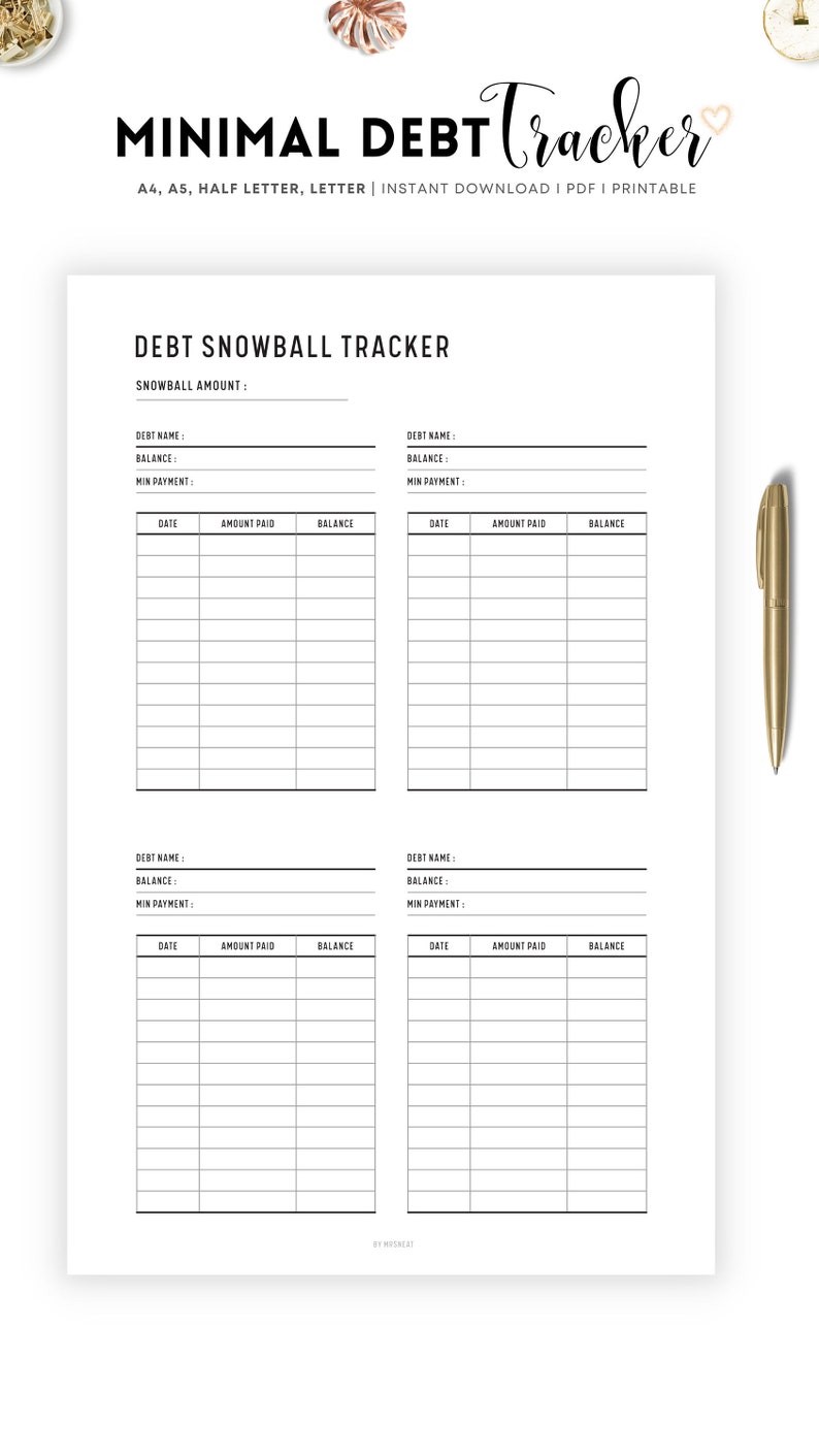 Debt Snowball Tracker Printable, Debt Tracker, Debt Payoff Tracker ...