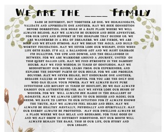 Benutzerdefinierte Familien Mantra Druck, Hütte & Wasserfall Kunst (Digitaler Download)
