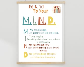 Be Kind To Your Mind Poster, Calming Corner Art (Digitaler Download)
