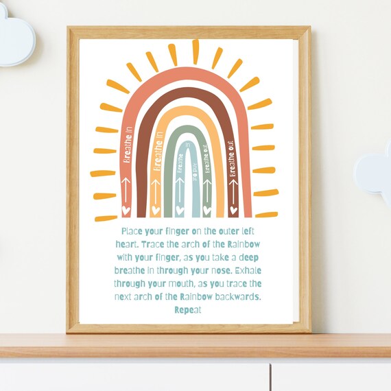 Rainbow Breathing Poster Grounding Deep Breathing Coping Skills Self Regulation Self Care Classroom Counselor Therapy Montessori Mindfulness