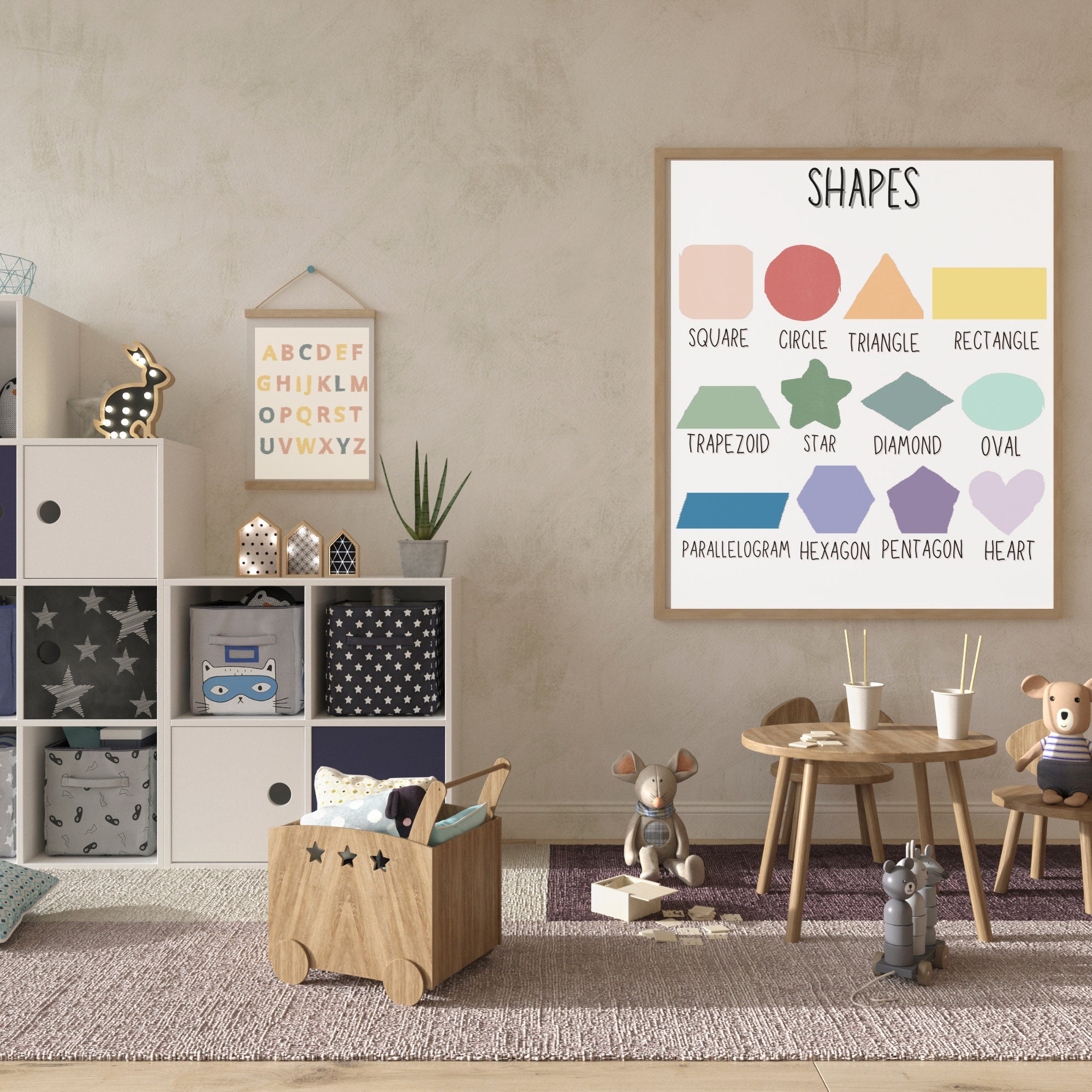 Rainbow Shapes Educational Poster, Montessori Classroom Decor ...