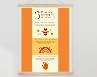Atemtechniken für Kinder Poster, Mindfulness Calming Corner (Digitaler Download)