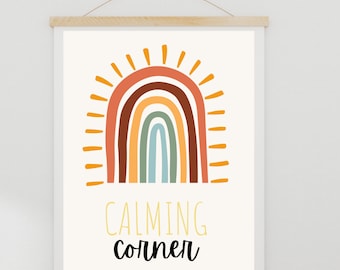 Calming Corner Regenbogen Druck, Montessori Klassenzimmer Dekor (digitaler Download)