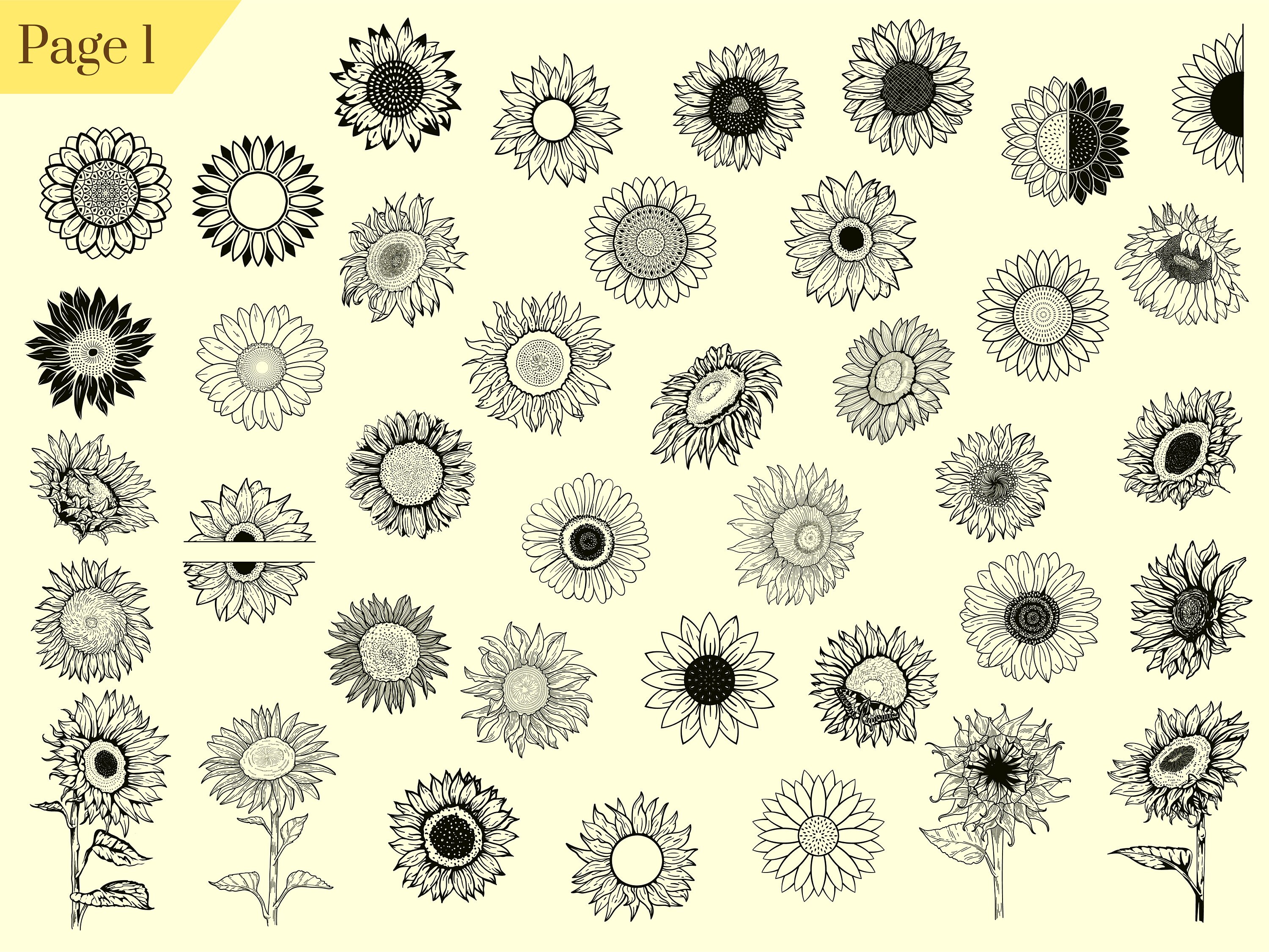 Sunflower Svg Png Bundle Floral Svg Sunflower Clipart Floral - Etsy