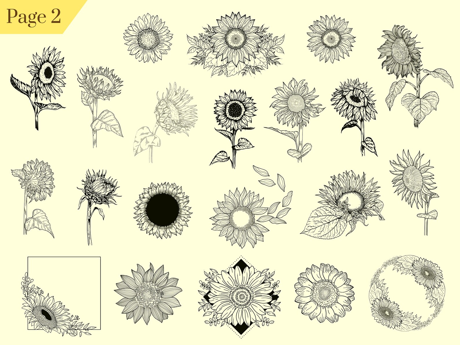 Sunflower Svg Png Bundle Floral Svg Sunflower Clipart Floral - Etsy