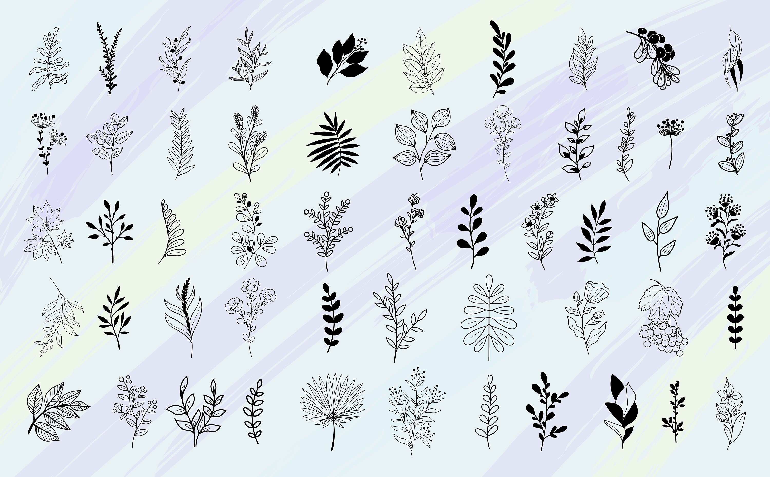 300 Botanical Svg Png Bundle Flower Svg Floral Svg Leaves - Etsy