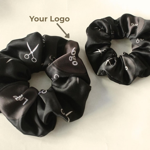 Logo Hair Scrunchie Custom Logo Scrunchies: Salon Anniversary Hair Tie Gift - Etsy main image 3
