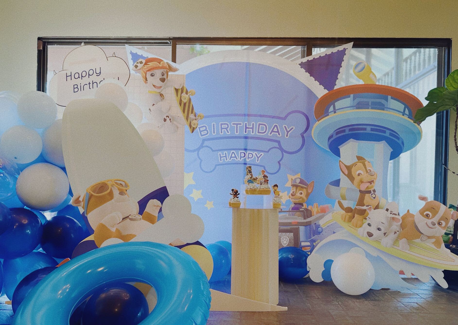 Custom Paw Patrol Backdrop with Personalized Name Chase Rubble Marshall Skye Props Dog CutOuts Signs Foam board Kids Birthday