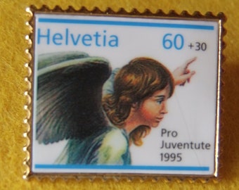 Pin Angel stamp Helvetia Pro Juventute 1995 collector philately rare