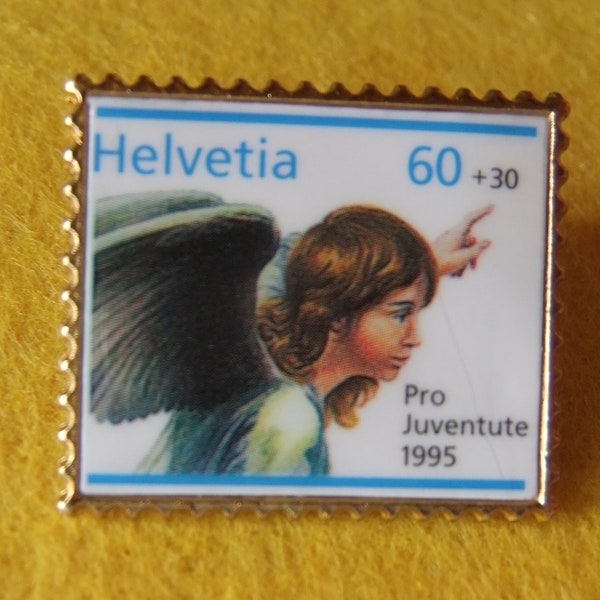 Pin Engel Briefmarke Helvetia Pro Juventute 1995 Sammler Philatelie selten