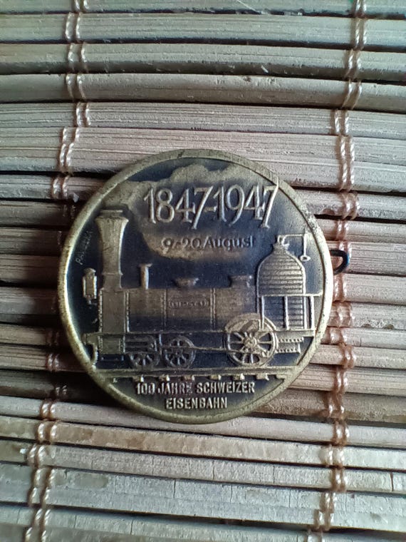 古いピン スイス鉄道100年 1847-1947 アンティーク ヴィンテージ