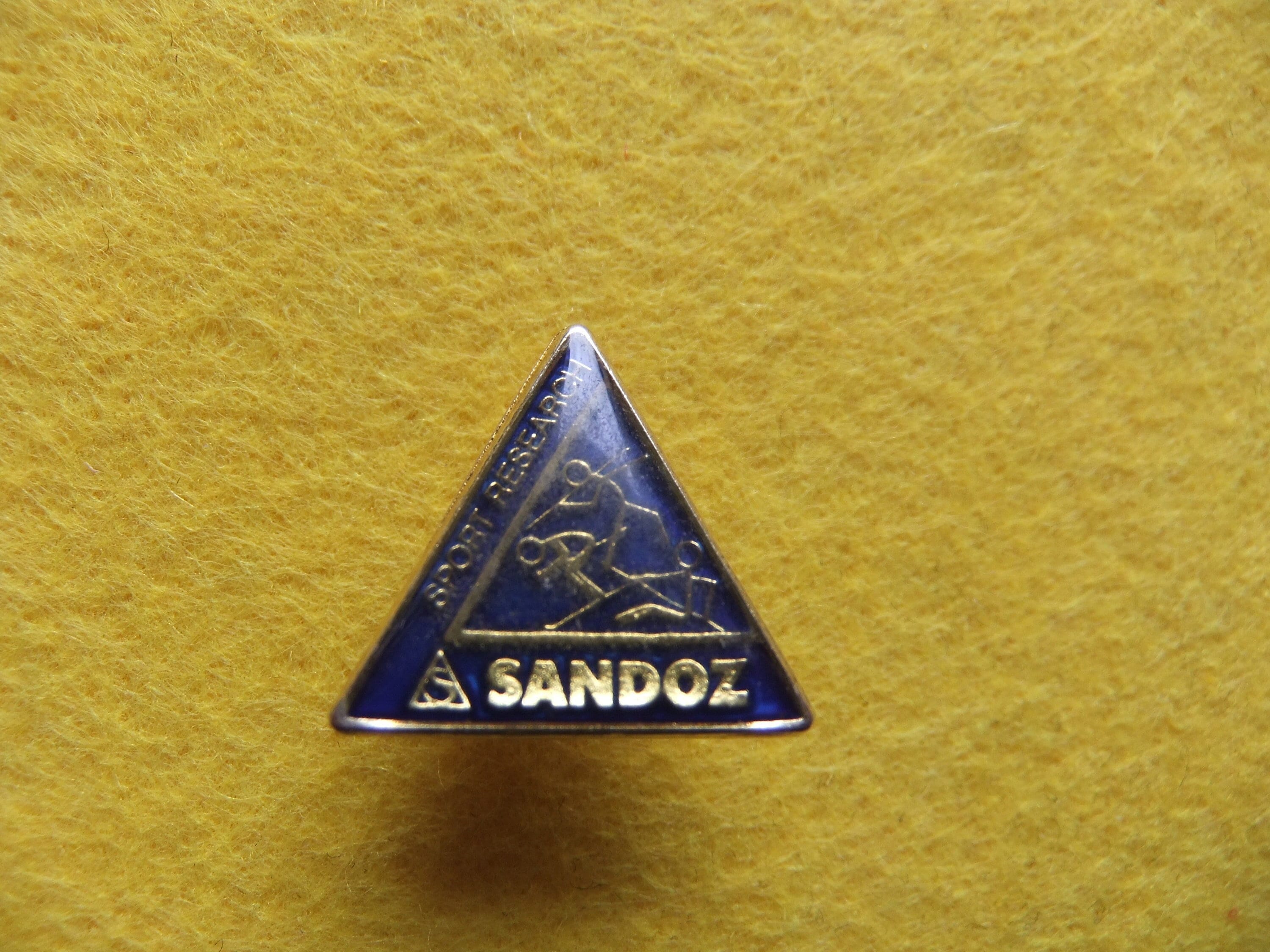 rare and otherwise very expensive pin badge SANDOZ Sport Research Albert Hofmann LSD collector vintage