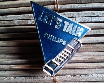 lapel pin telephone PHILIPS Let s talk collector, technology vintage communication promotional items