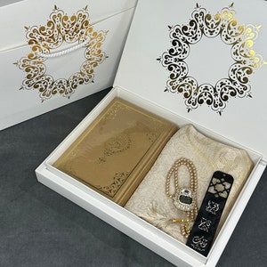 Prayer Quran Gifts, Luxury Islamic Gift Set, Muslim Gift, Ramadan Gift, Father&#39;s Day, Islamic Wedding, Prayer Rug, Muslim Birthday Favor