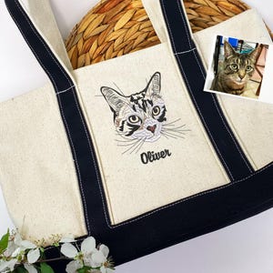 Neue Mutter Geschenk - Personalisierte Haustier Tragetaschen für Frauen - Bestickte Haustier Porträt Tasche - Individuelle Tragetasche mit Haustier Gesicht, Beste Mutter Tages Geschenkidee