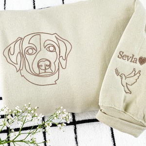 Embroidered Dog Mom Hoodie - Personalized One-line Pet Sweatshirt - Custom Embroidered Sweatshirt - Gifts For Dog Owners - Mom and Dad Gift
