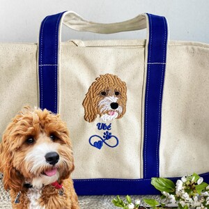 Geburtstagsgeschenk für Mama - Personalisierte Hunde Mama Tragetasche mit gesticktem Haustier Porträt - Individuelle Haustier Tragetasche - Muttertagsgeschenk für Mama