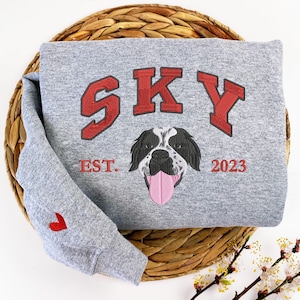 Father Day Gifts For Dad, Custom Dog Hoodie, Personalized Pet Face Sweatshirt From Your Photo, Embroidered Dog Name, Gifts For Pet Lovers