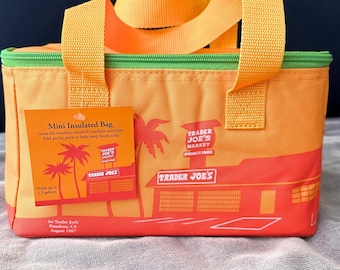 Trader Joe’s Mini Insulated Cooler Bag – Orange Limited Edition Lunch Tote, Reusable Thermal Picnic Bag, Small Cooler, Brand New