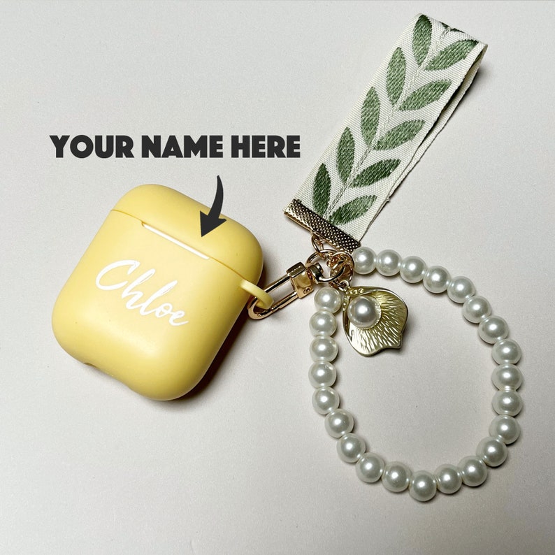 Custom AirPods Case With Pearl Daisy Aesthetic Charm Personalized Name Initials AirPods Cover for AirPods 1 2 Gen AirPods Pro 2 AirPods 3 zdjęcie 5
