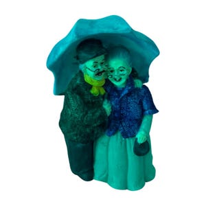 Under Umbrella Old Couple Figurine | Lovers Handicraft Sculpture | Polyresin Couple Home Decor Statue | Table Decor | Anniversary Gift |