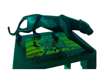 Leopard Skulptur, Schwarzer Panther Statue, Moderne Tierfigur, Harz Tischdekoration, Safari Home Akzent, Büro Schreibtisch Dekor, Geschenk