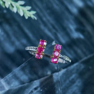 Bague rubis naturel : argent sterling avec or 14 carats, taille réglable, avec certificat