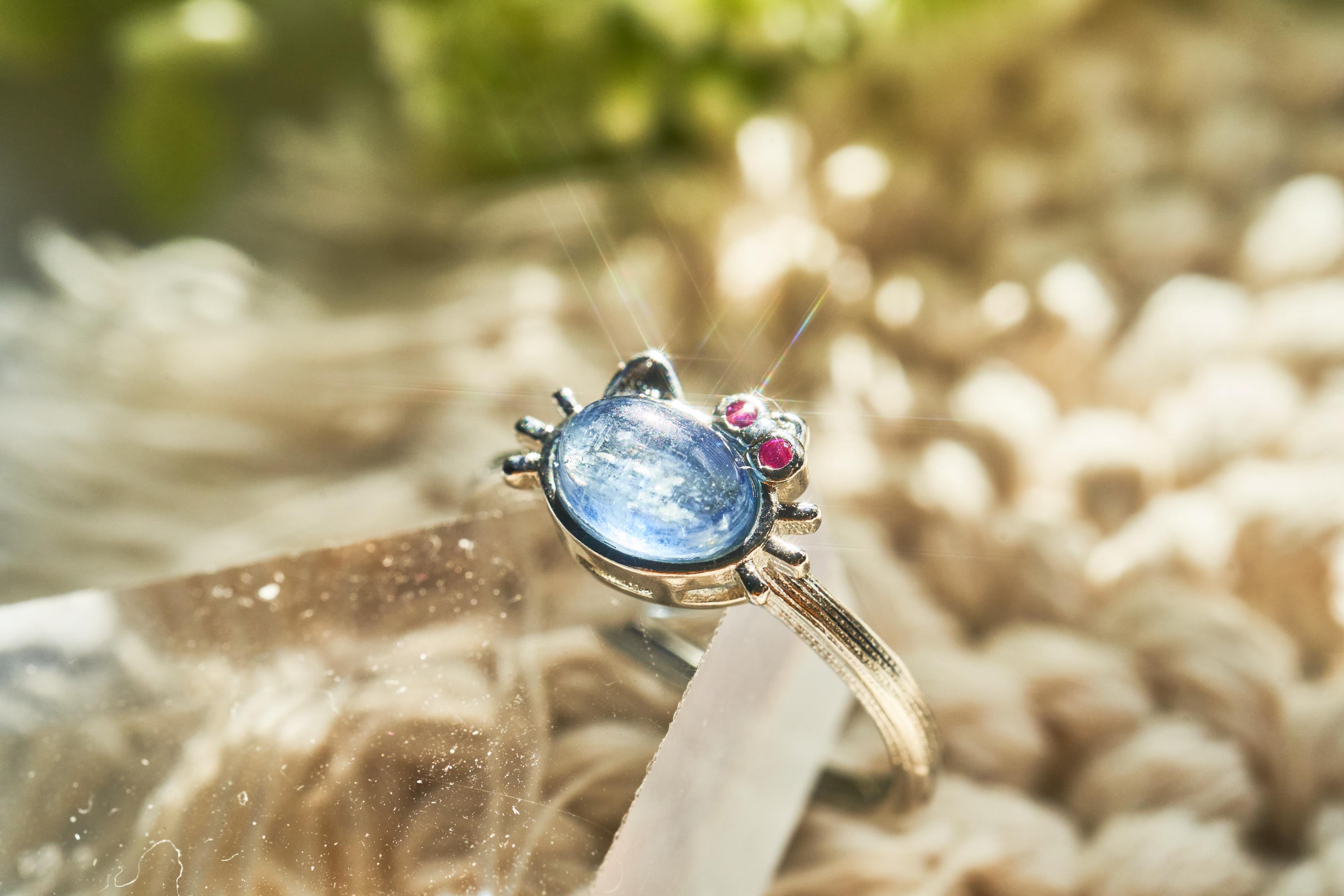 Bague Marquise Plaqué Or - Pierre Bleue Claire (aigue-marine?) - Taille 56 - Occasion