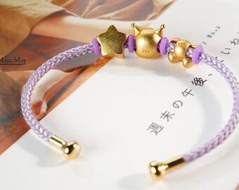 Kuromi 18K Gold Plated Pandora Bracelet, Cute Daruma Kuromi