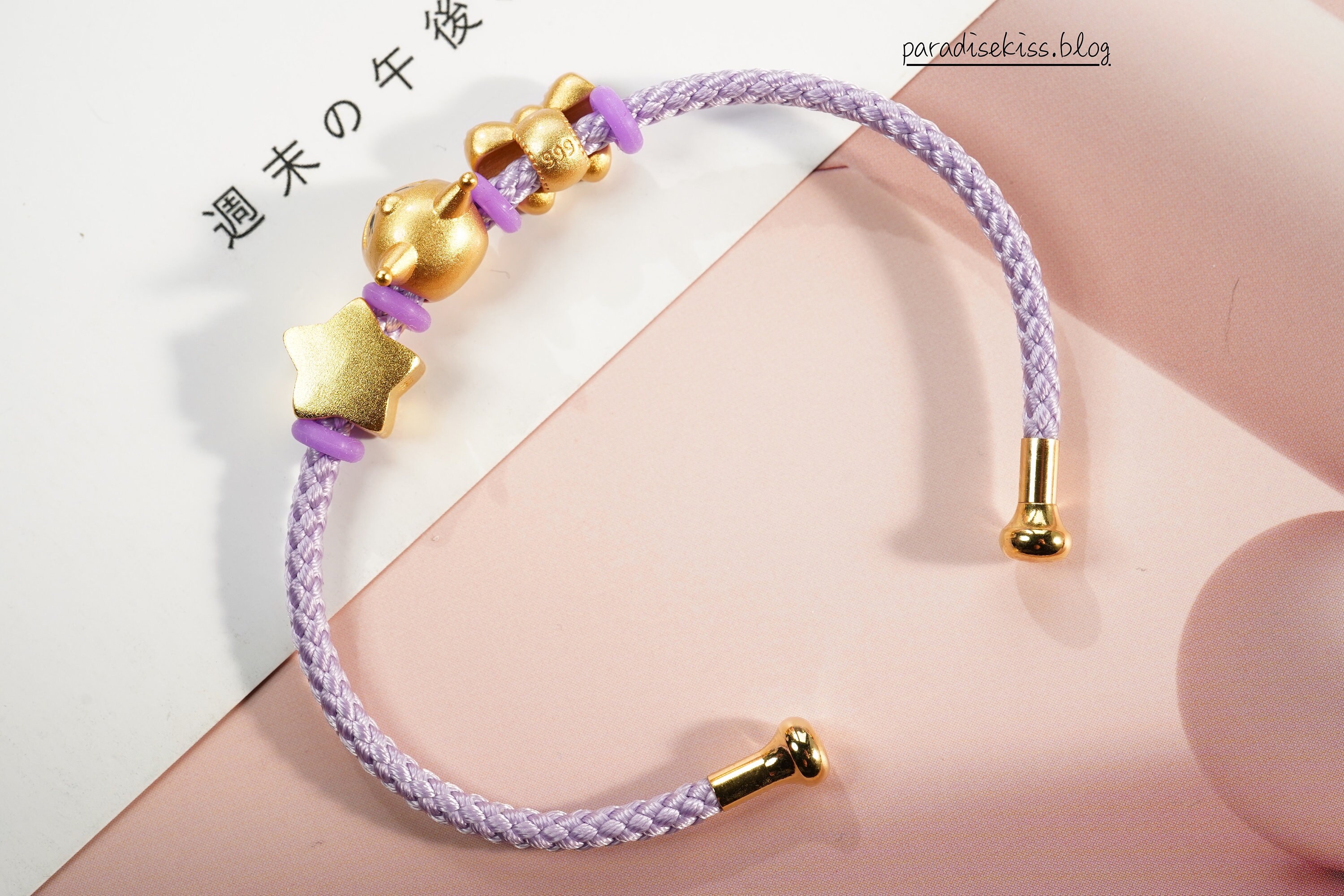 Kuromi 18K Gold Plated Pandora Bracelet, Cute Daruma Kuromi