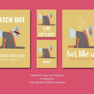 Cute Valentine&#39;s Day Digital Card | Canva Template | 4 Variations | &quot;HOT LIKE US&quot;| A6 Size - 105x149mm |